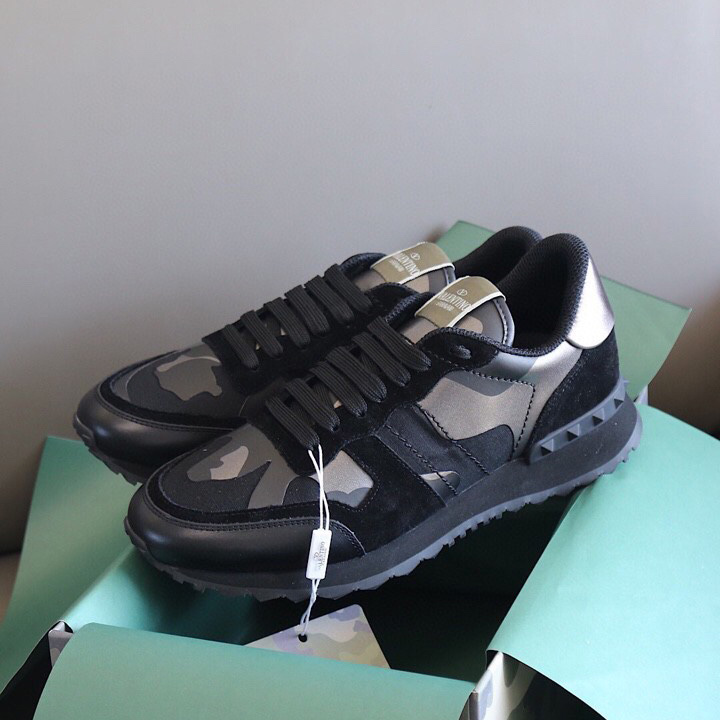 Valenti Garavani Black Rockrunner Sneakers - FashionPlug