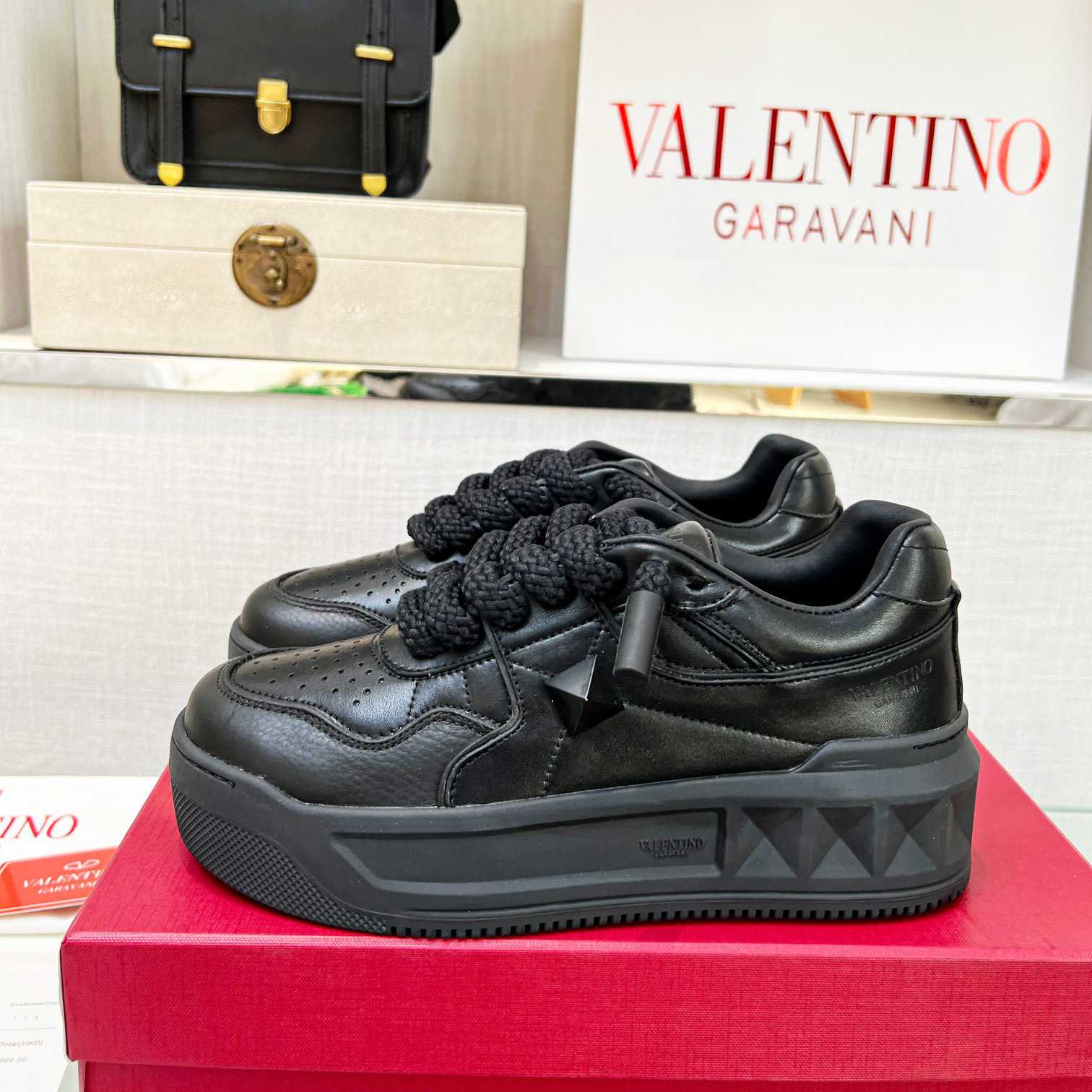 Valenti One Stud XL Nappa Leather Low-Top Sneaker - FashionPlug