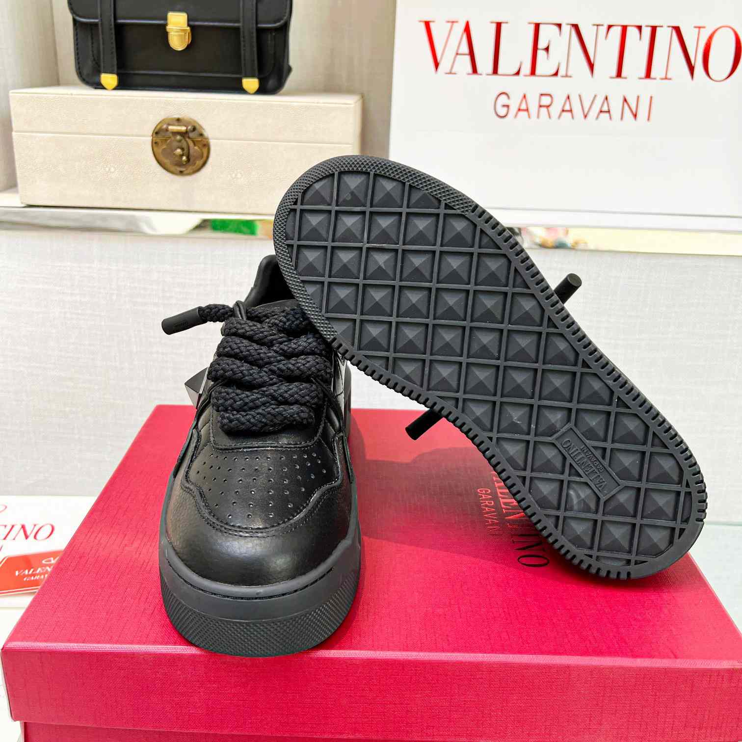 Valenti One Stud XL Nappa Leather Low-Top Sneaker - FashionPlug