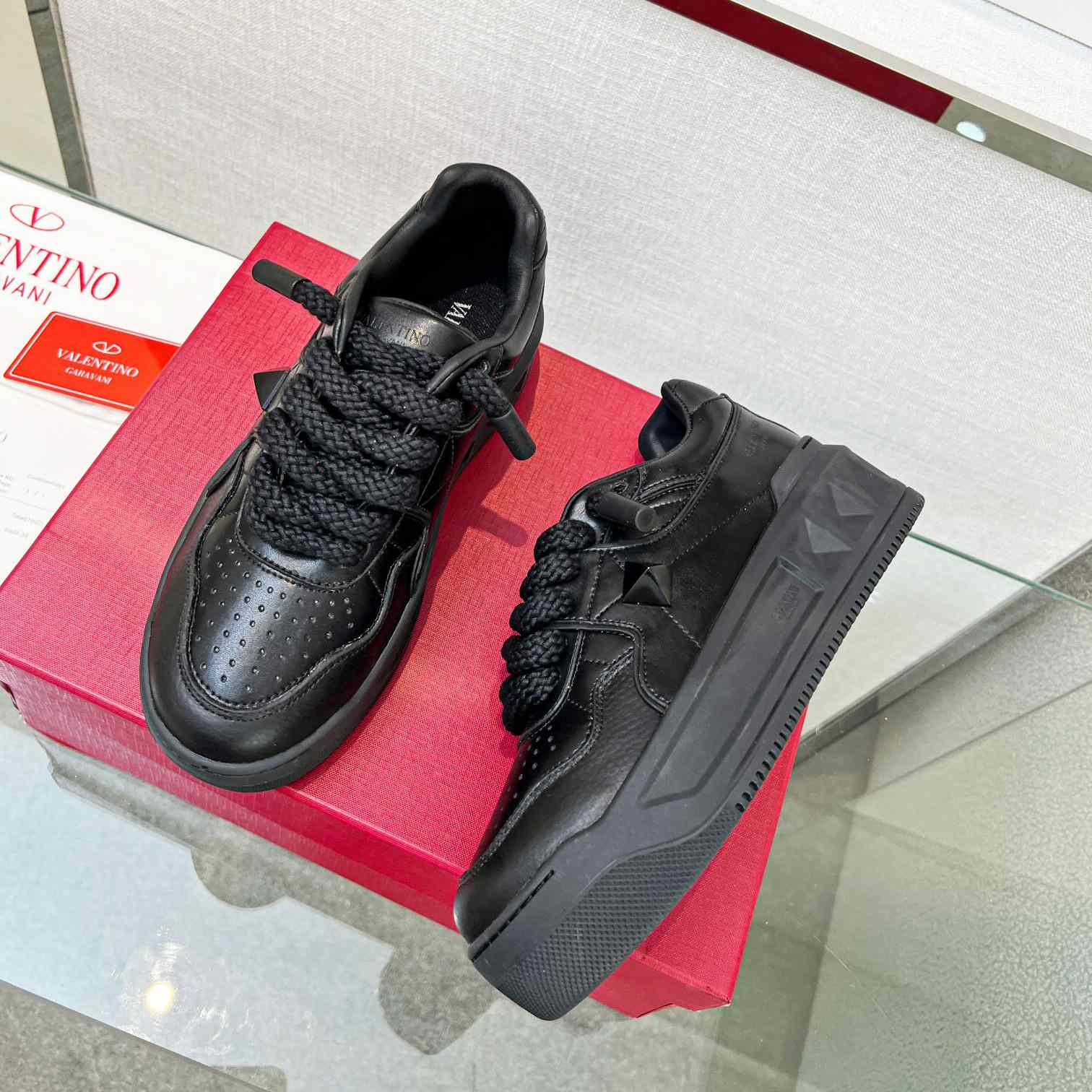 Valenti One Stud XL Nappa Leather Low-Top Sneaker - FashionPlug
