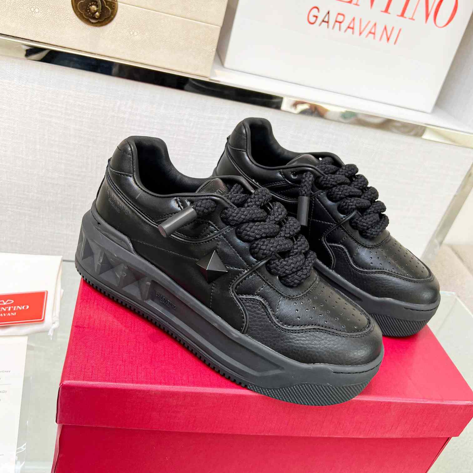 Valenti One Stud XL Nappa Leather Low-Top Sneaker - FashionPlug