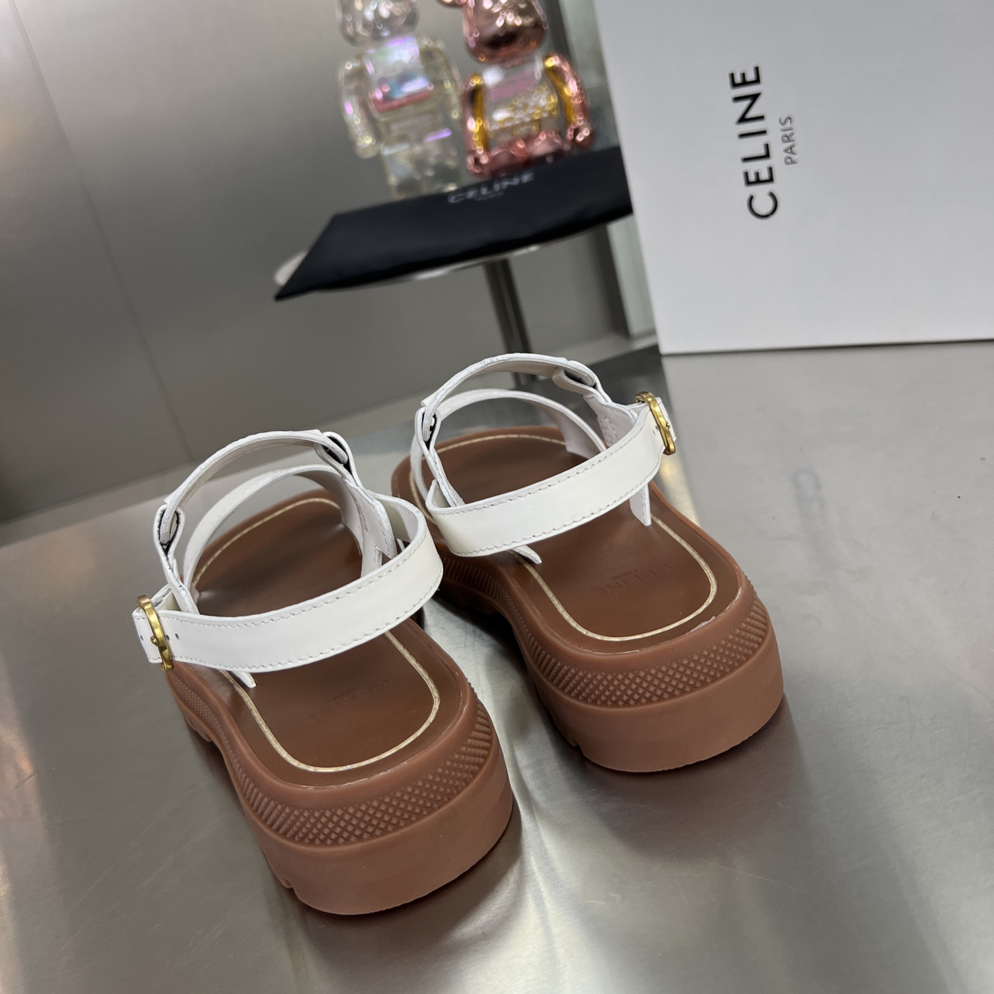 Celine Clea Triomphe Sandal In Vegetable - FashionPlug