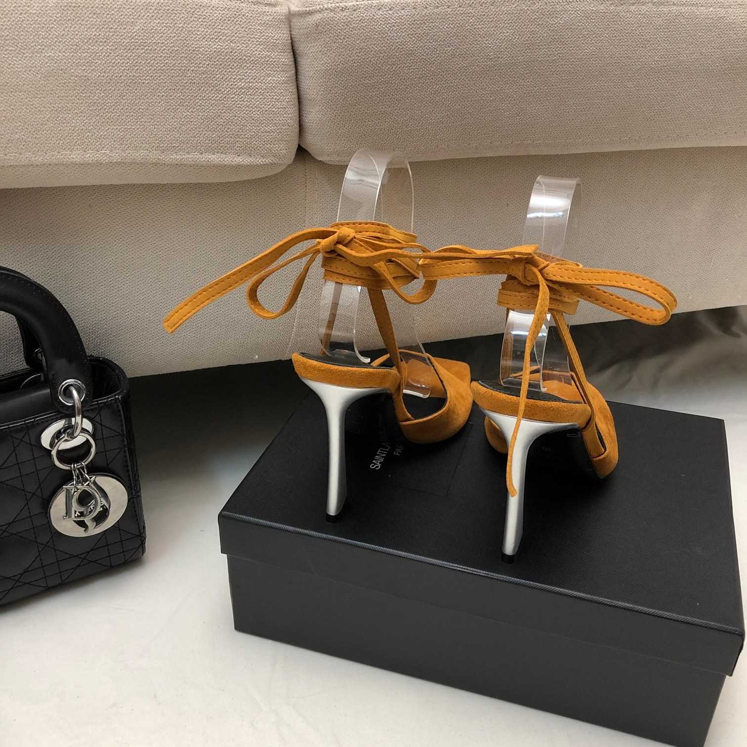 Saint Laurent Paz Sandals In Suede And Metallized Leather - FashionPlug