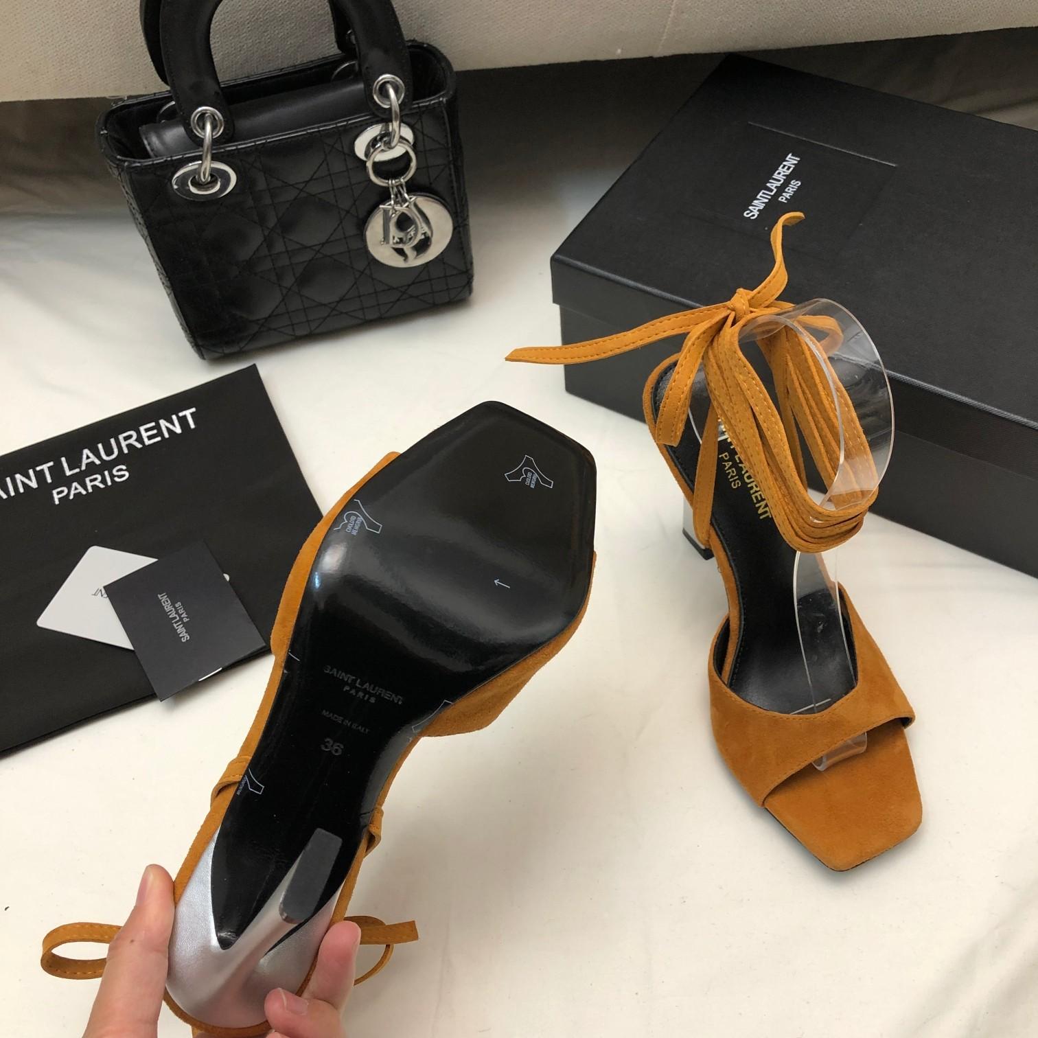Saint Laurent Paz Sandals In Suede And Metallized Leather - FashionPlug