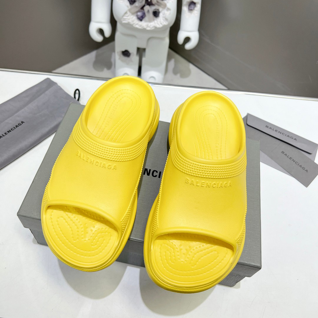 Balenciaga Women's Pool Crocs™ Slide Sandal In Yellow - FashionPlug