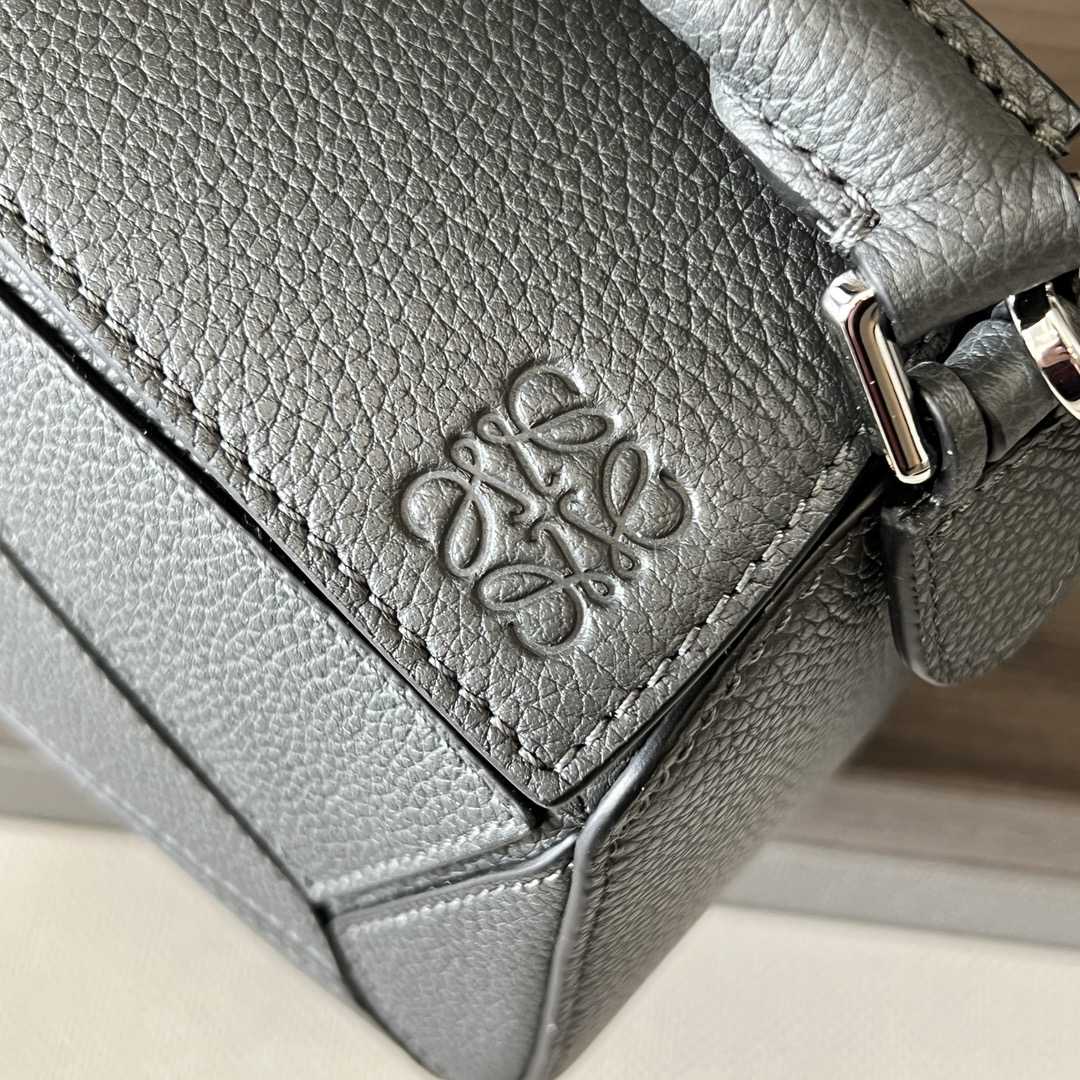 Loewe Small Puzzle Bag In Soft Grained Calfskin Grey Color - FashionPlug