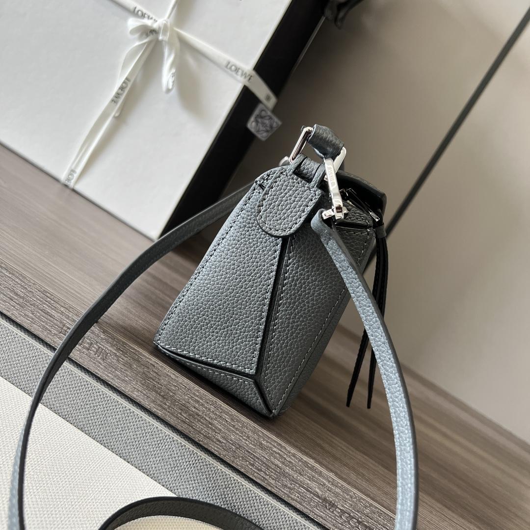 Loewe Small Puzzle Bag In Soft Grained Calfskin Grey Color - FashionPlug
