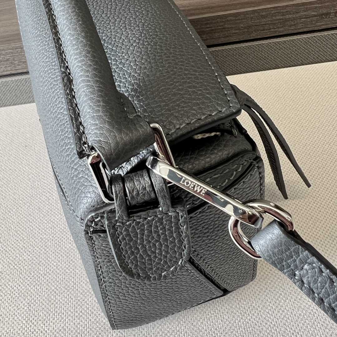 Loewe Small Puzzle Bag In Soft Grained Calfskin Grey Color - FashionPlug