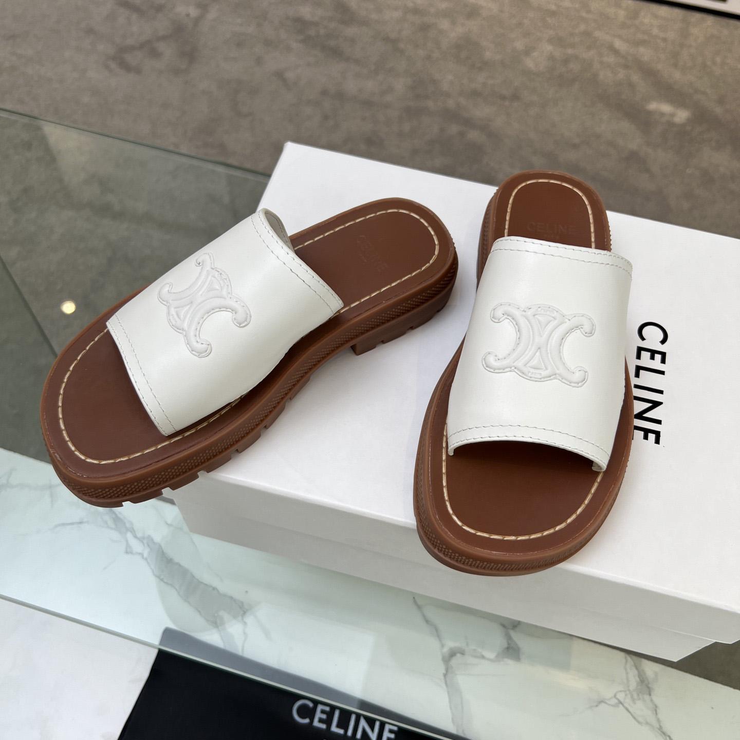 Celine Clea Triomphe Slide In Vegetable - FashionPlug