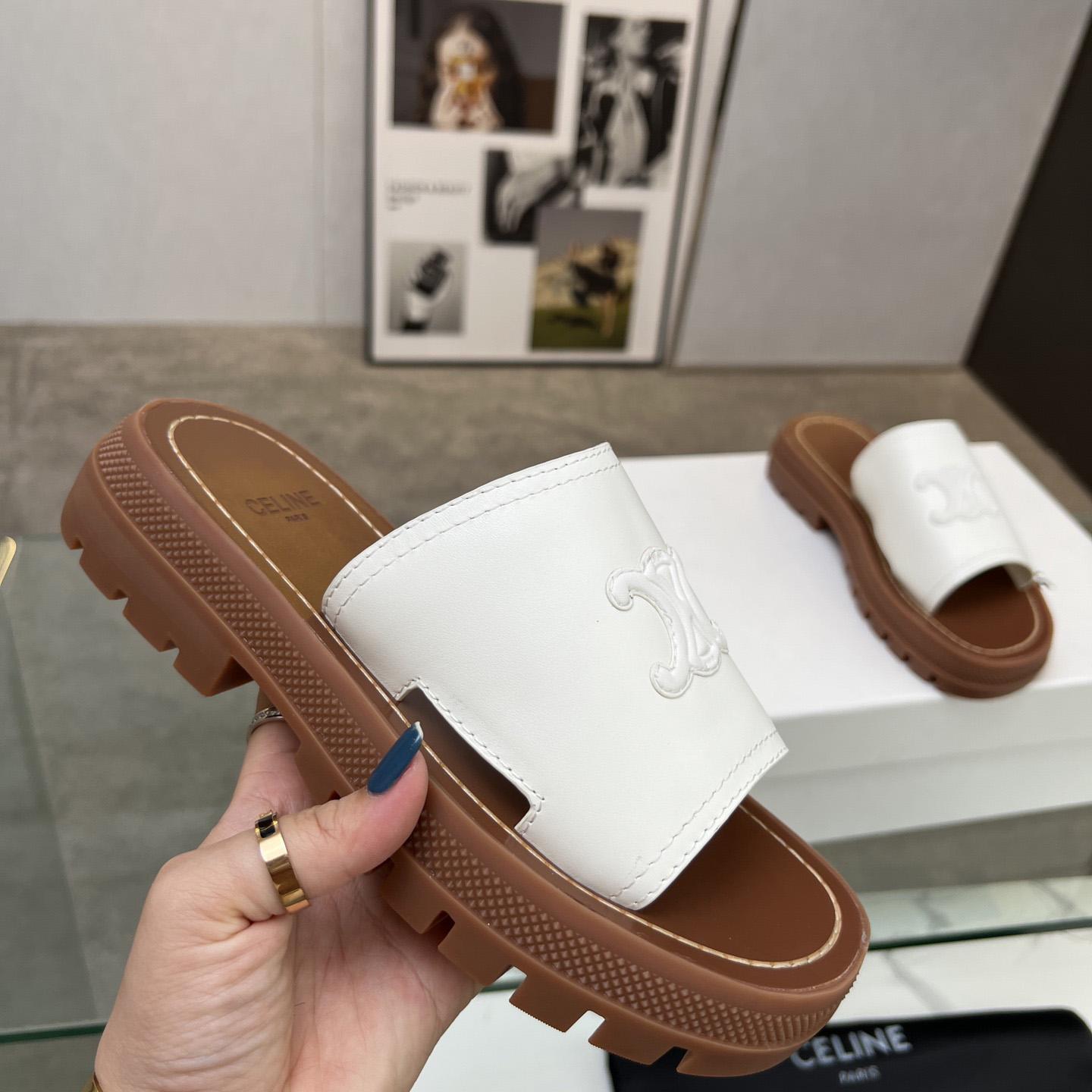 Celine Clea Triomphe Slide In Vegetable - FashionPlug