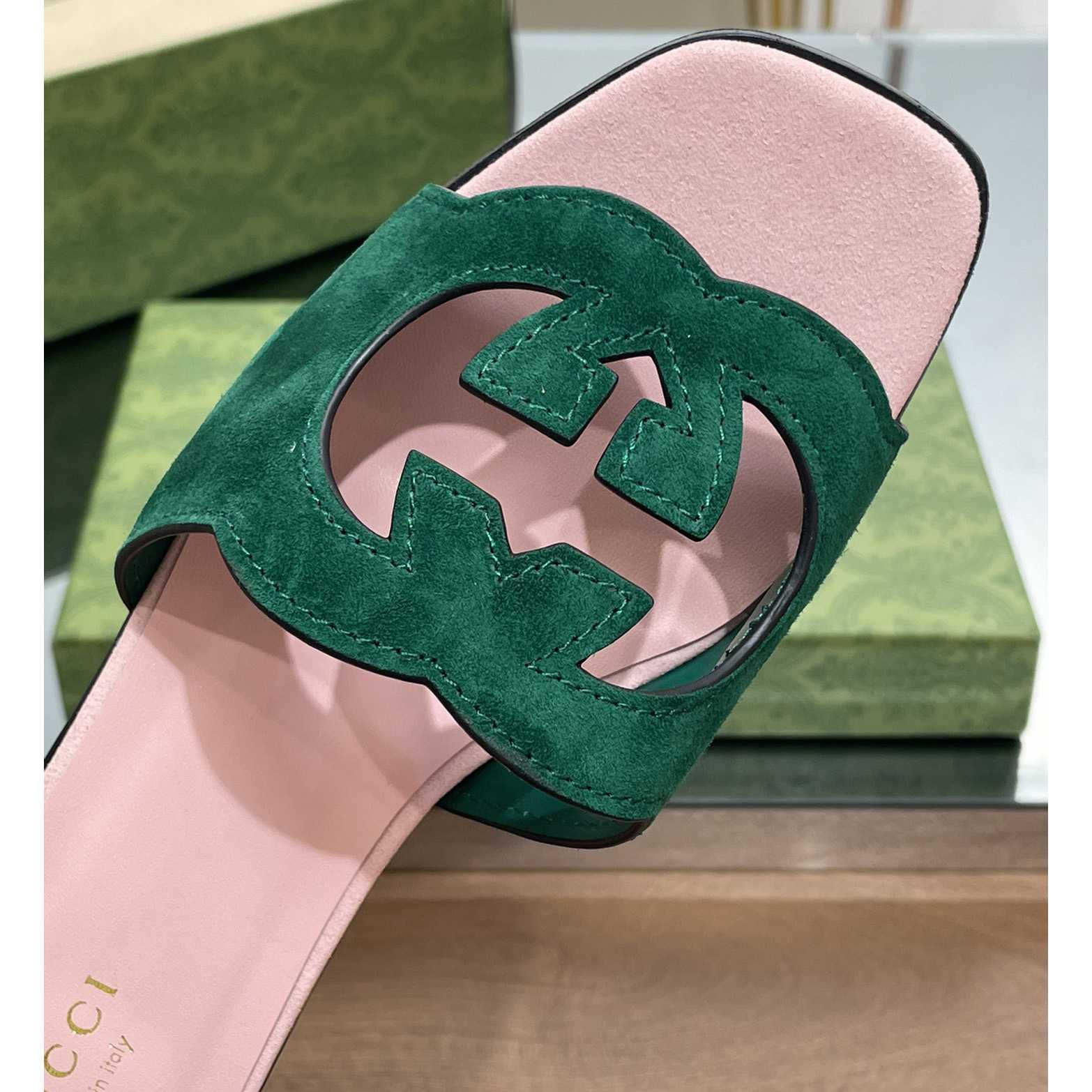 Gucci Women's Interlocking G Cut-out Slide Sandal - FashionPlug
