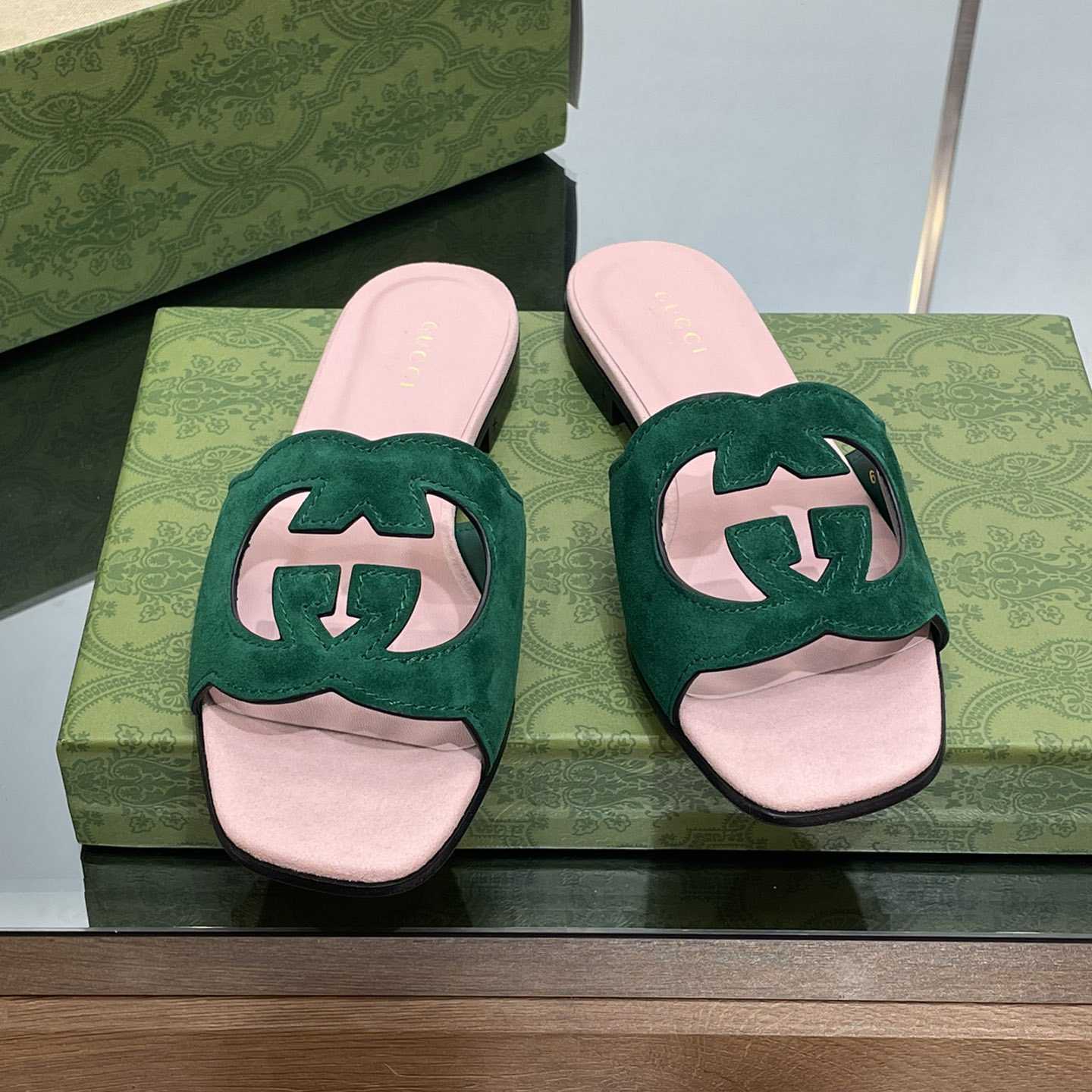 Gucci Women's Interlocking G Cut-out Slide Sandal - FashionPlug