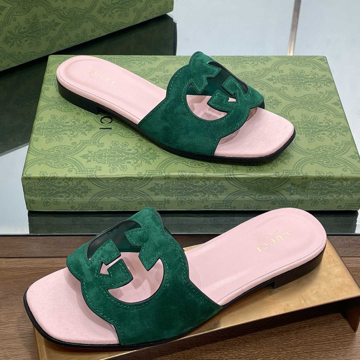 Gucci Women's Interlocking G Cut-out Slide Sandal - FashionPlug