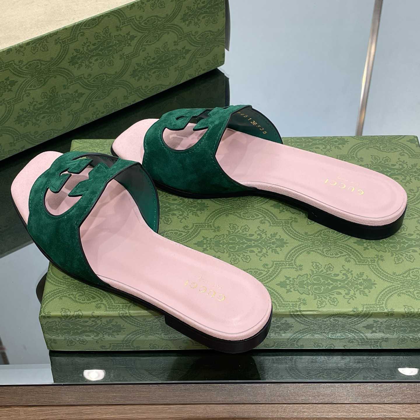 Gucci Women's Interlocking G Cut-out Slide Sandal - FashionPlug