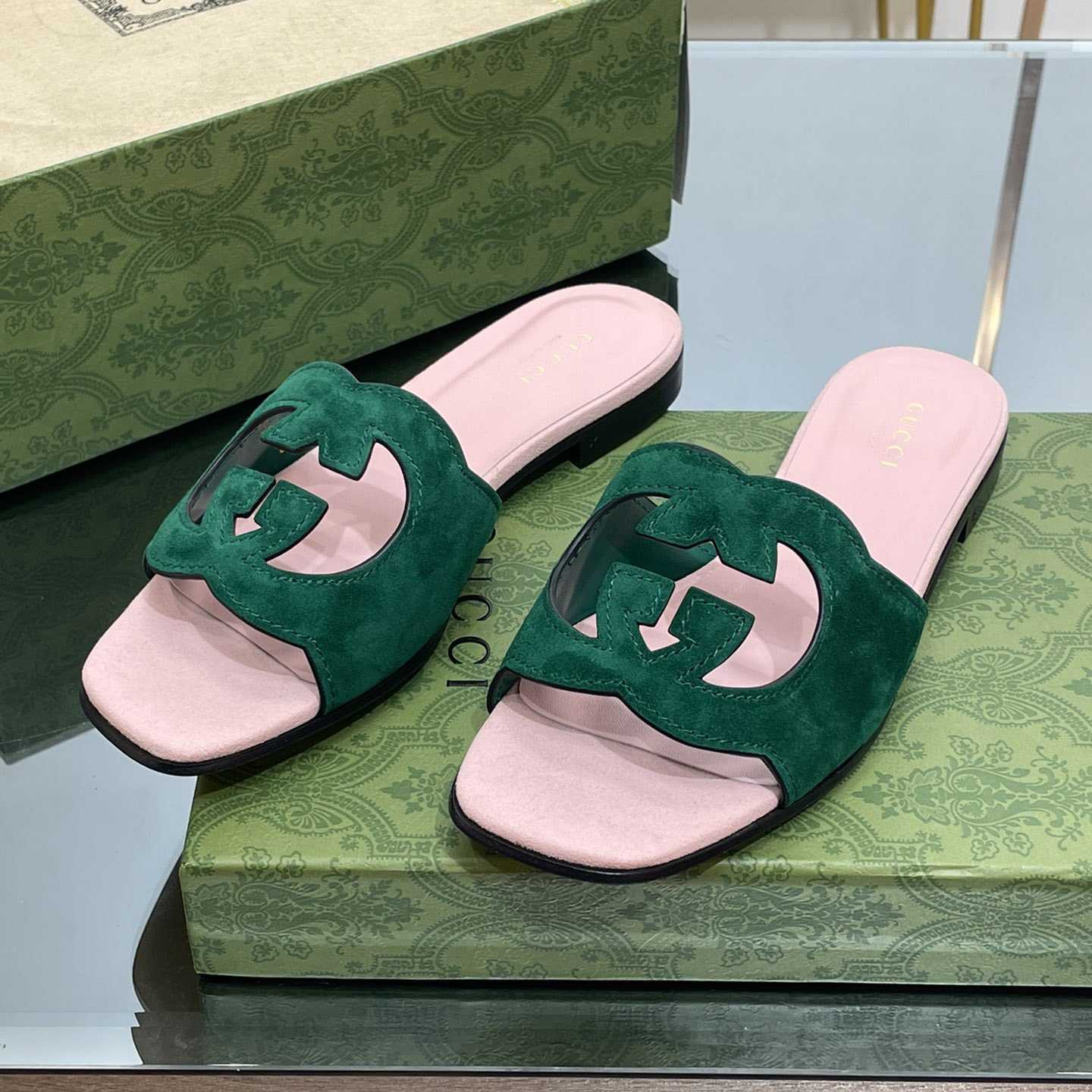 Gucci Women's Interlocking G Cut-out Slide Sandal - FashionPlug