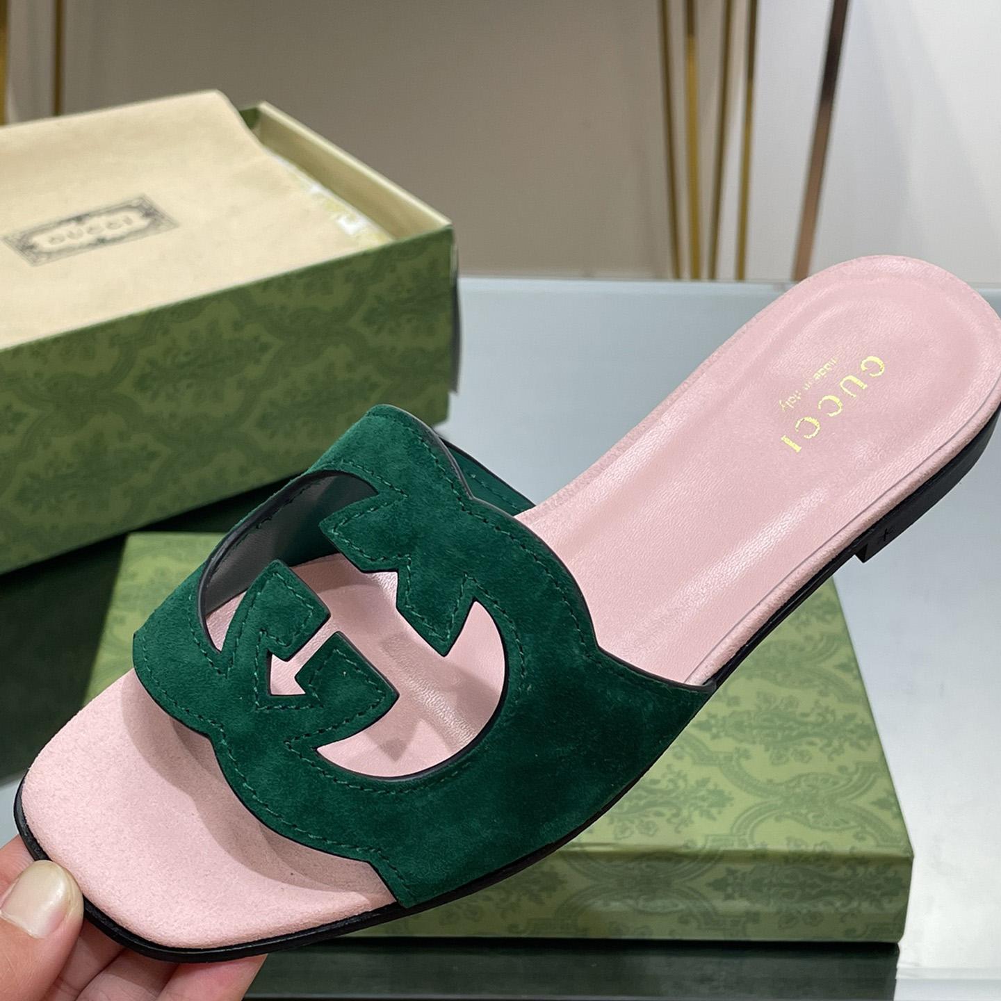 Gucci Women's Interlocking G Cut-out Slide Sandal - FashionPlug