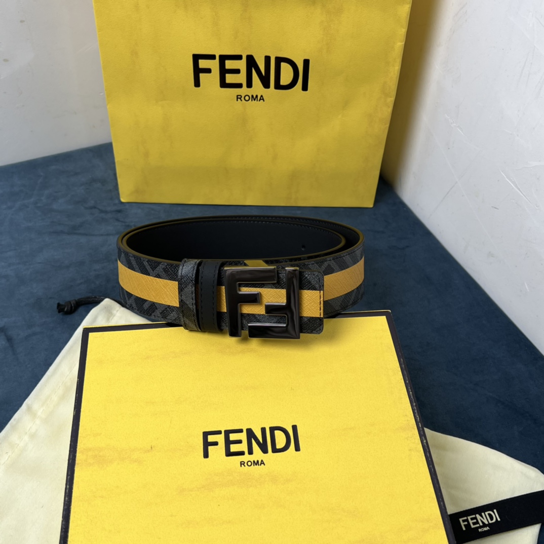 Fendi Reversible Black Leather Belt  - FashionPlug
