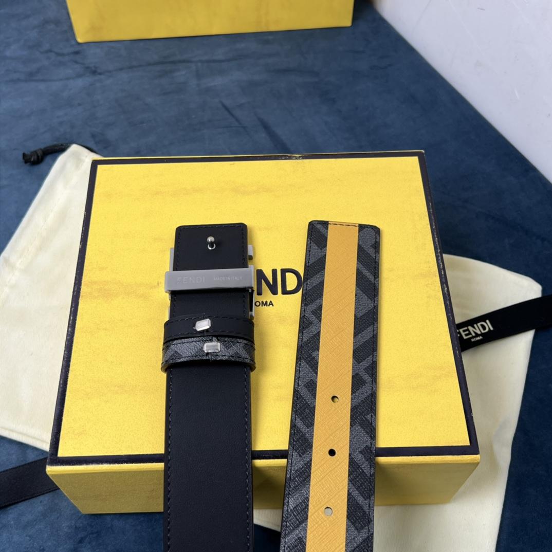 Fendi Reversible Black Leather Belt  - FashionPlug