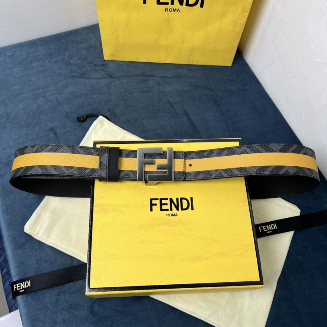 Fendi Reversible Black Leather Belt  - FashionPlug