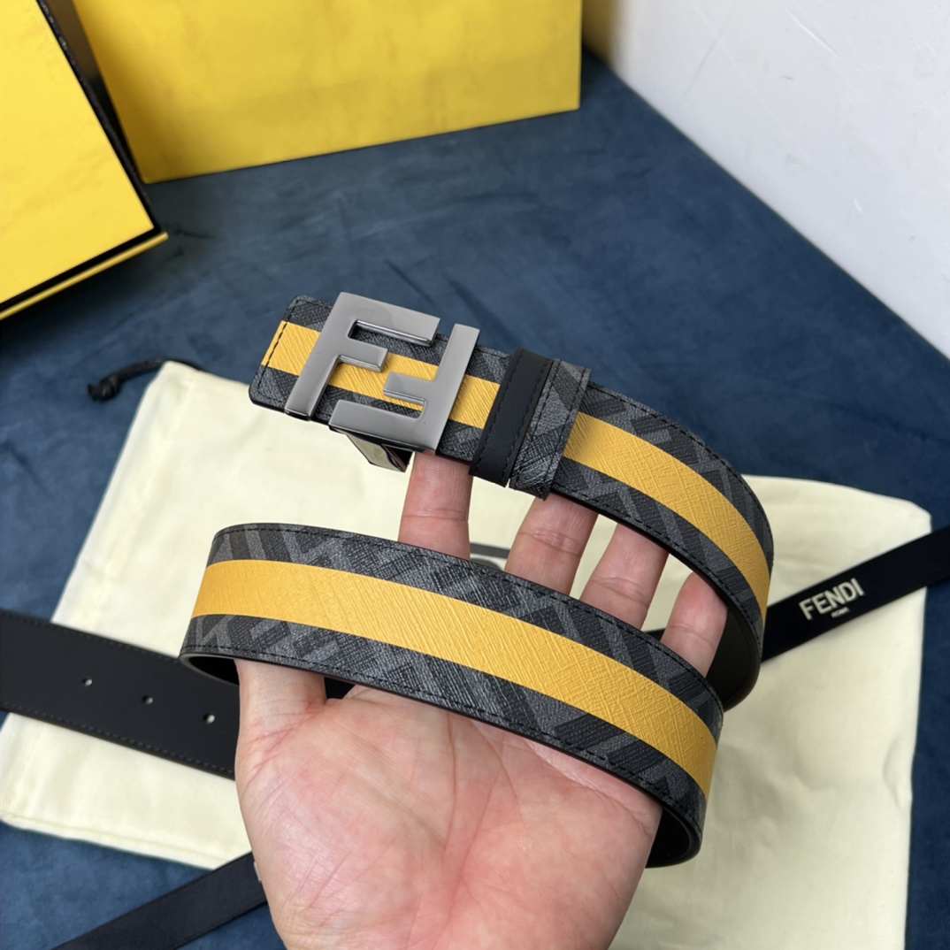 Fendi Reversible Black Leather Belt  - FashionPlug