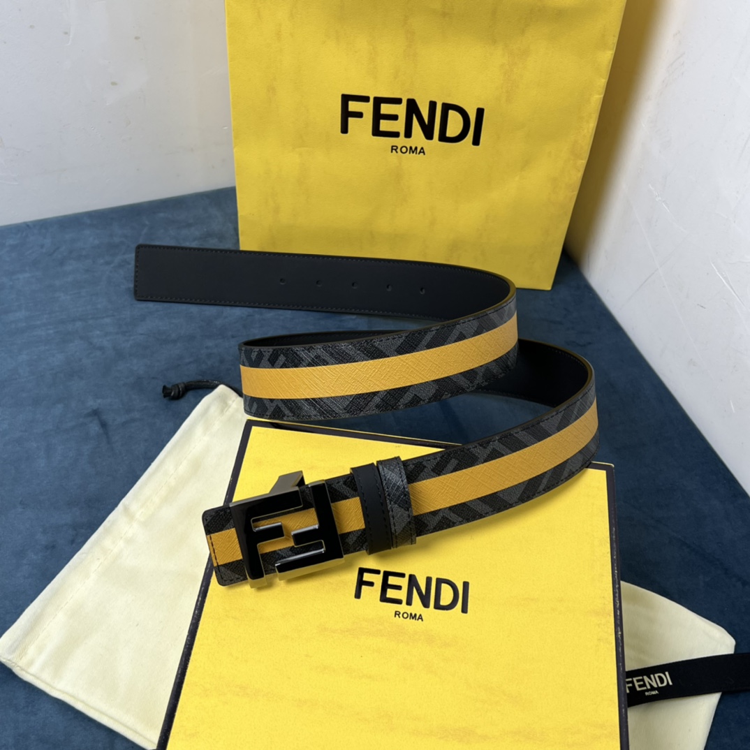 Fendi Reversible Black Leather Belt  - FashionPlug