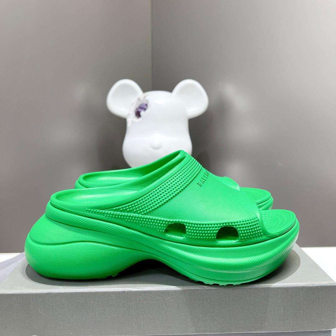 Balenciaga Women's Pool Crocs™ Slide Sandal In Green  - FashionPlug