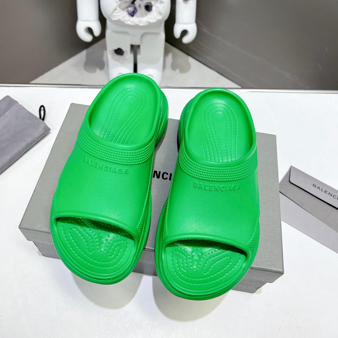 Balenciaga Women's Pool Crocs™ Slide Sandal In Green  - FashionPlug