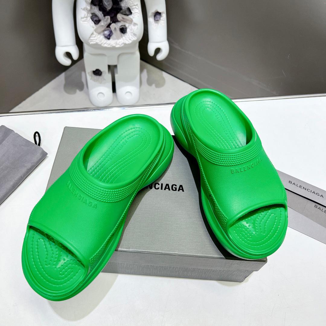 Balenciaga Women's Pool Crocs™ Slide Sandal In Green  - FashionPlug