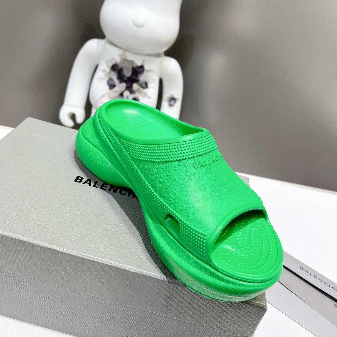 Balenciaga Women's Pool Crocs™ Slide Sandal In Green  - FashionPlug