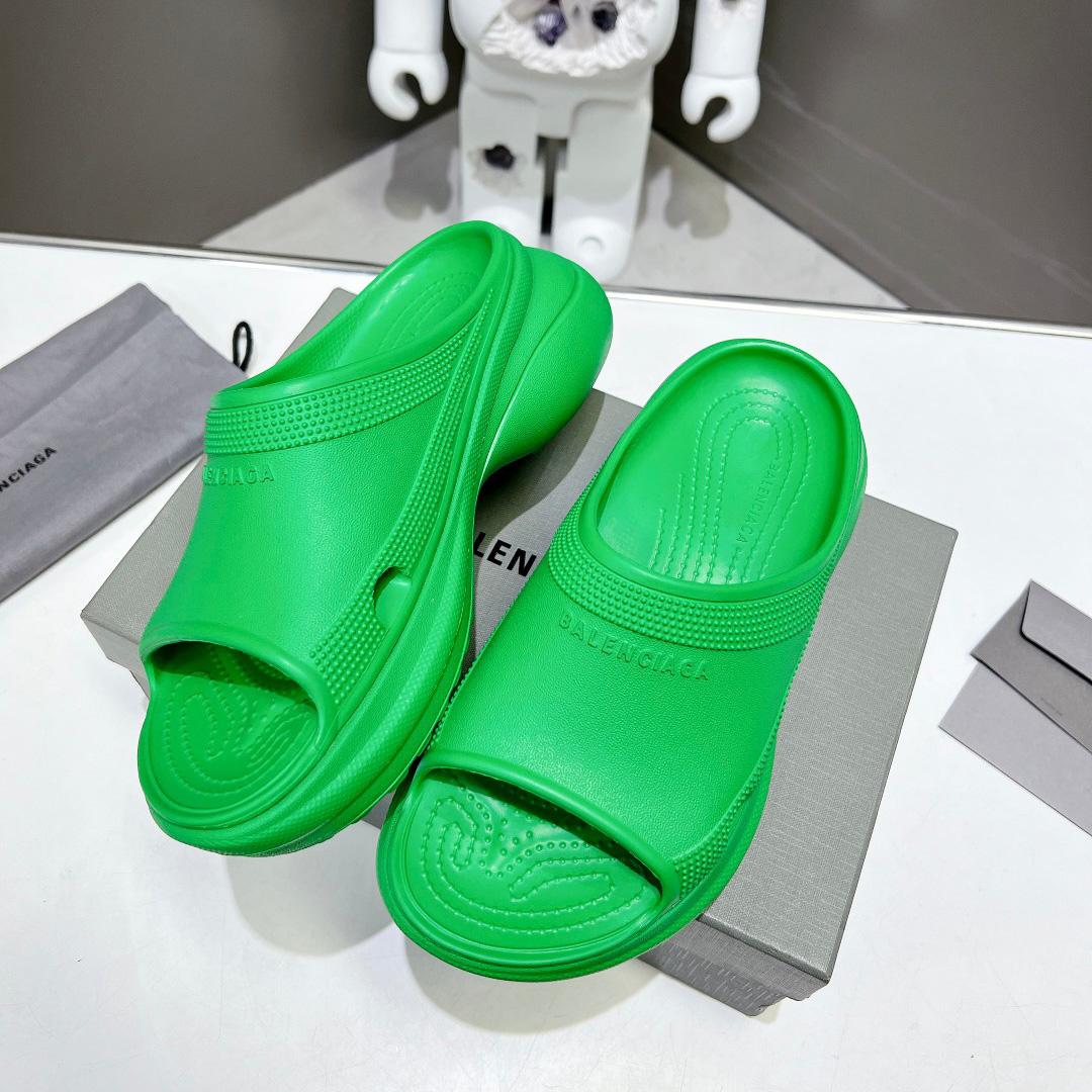 Balenciaga Women's Pool Crocs™ Slide Sandal In Green  - FashionPlug