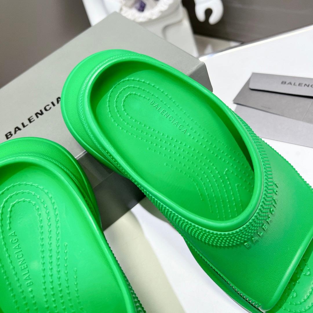 Balenciaga Women's Pool Crocs™ Slide Sandal In Green  - FashionPlug