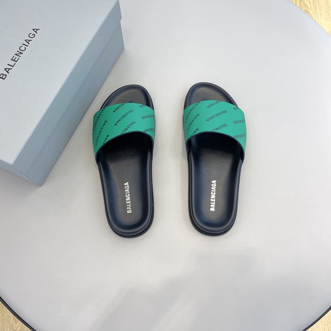 Balenciaga Logo Slide Sandal  - FashionPlug