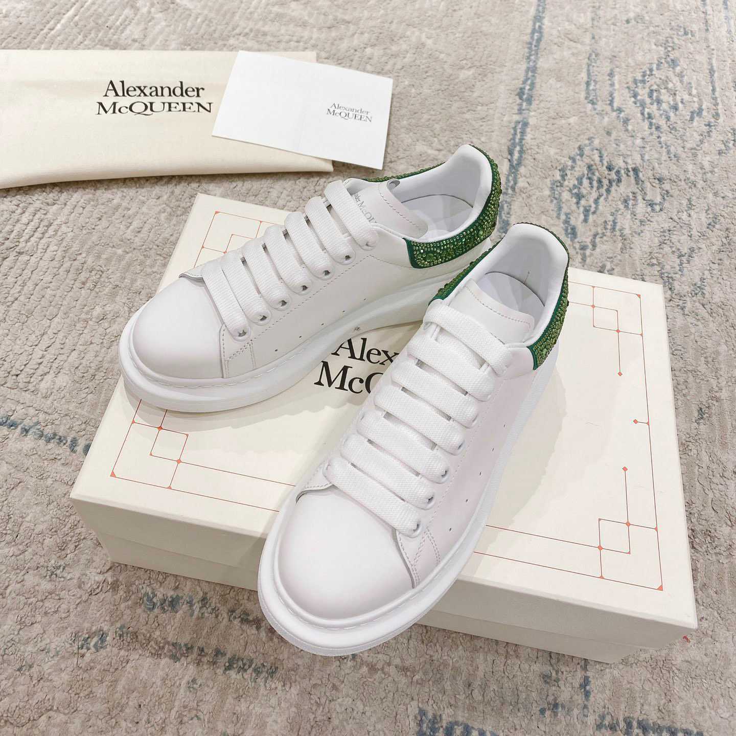 Alexander Mqueen Oversized Sneaker in White/Acid Green - FashionPlug