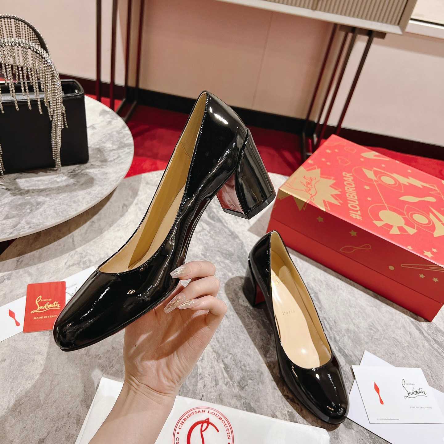Christian Louboutin Simple 55 Patent Leather Pumps - FashionPlug