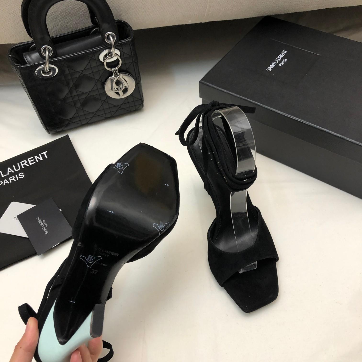 Saint Laurent Paz Sandals In Suede And Metallized Leather - FashionPlug