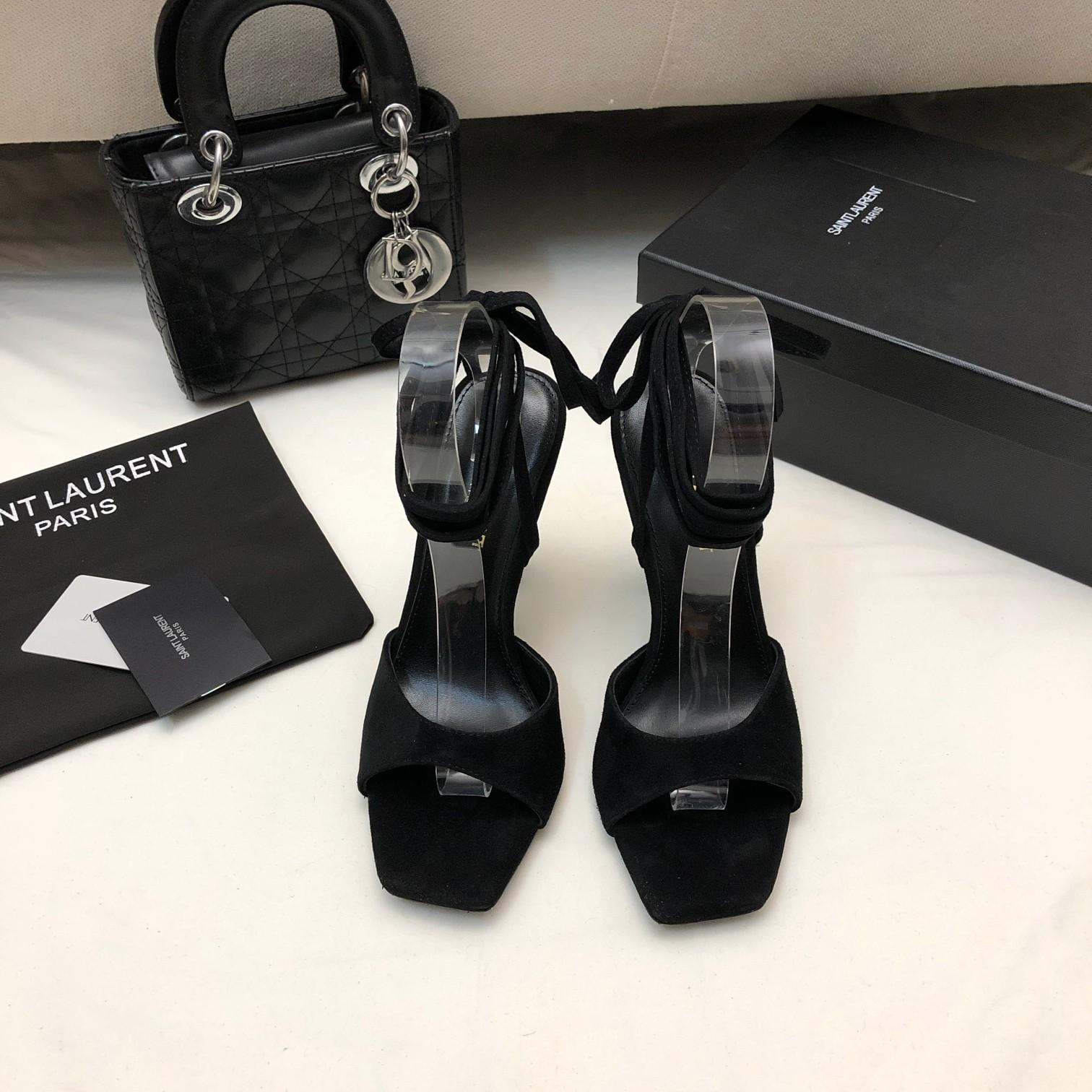 Saint Laurent Paz Sandals In Suede And Metallized Leather - FashionPlug