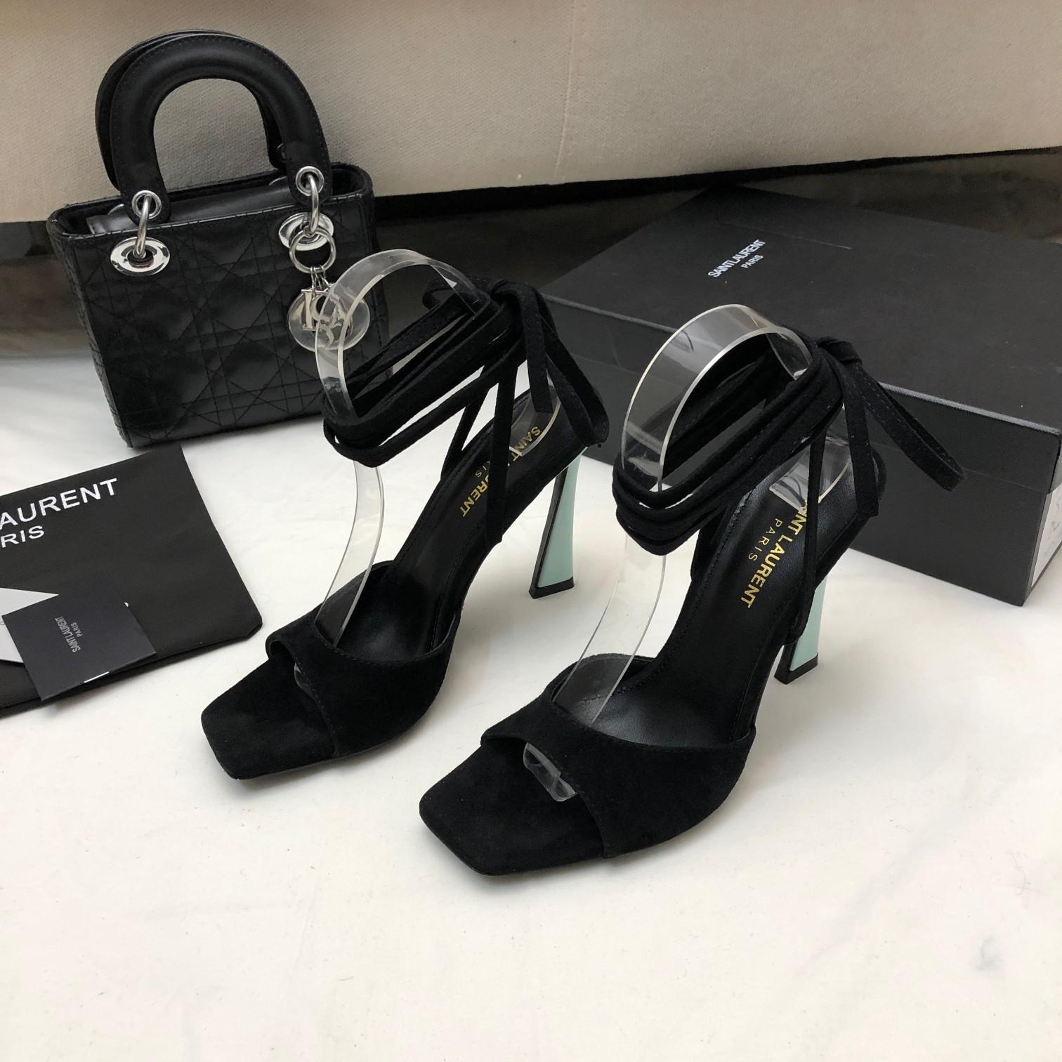 Saint Laurent Paz Sandals In Suede And Metallized Leather - FashionPlug