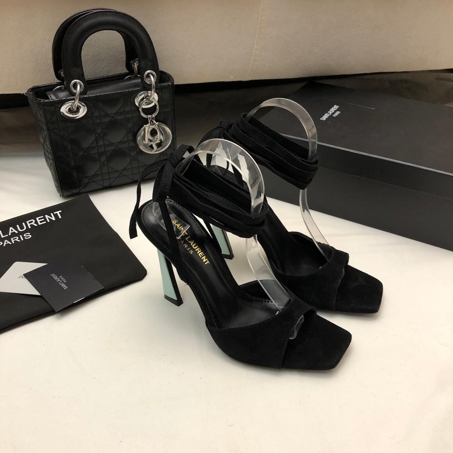 Saint Laurent Paz Sandals In Suede And Metallized Leather - FashionPlug