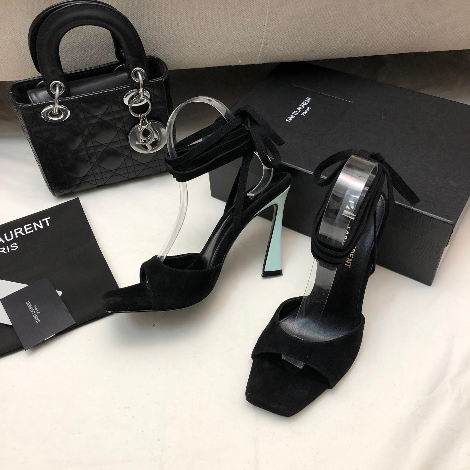 Saint Laurent Paz Sandals In Suede And Metallized Leather - FashionPlug