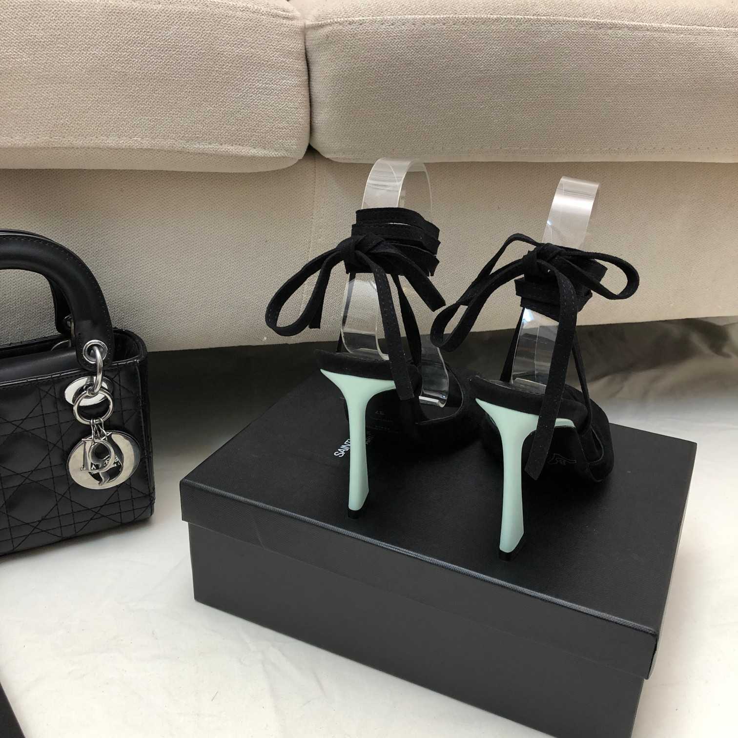 Saint Laurent Paz Sandals In Suede And Metallized Leather - FashionPlug
