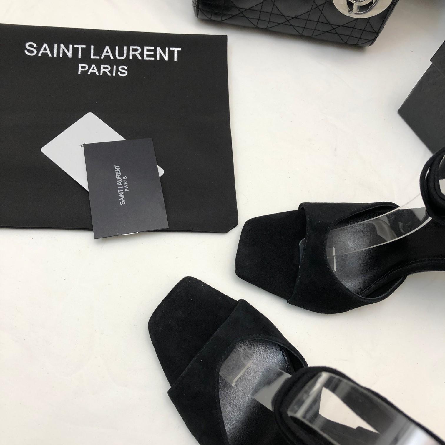 Saint Laurent Paz Sandals In Suede And Metallized Leather - FashionPlug