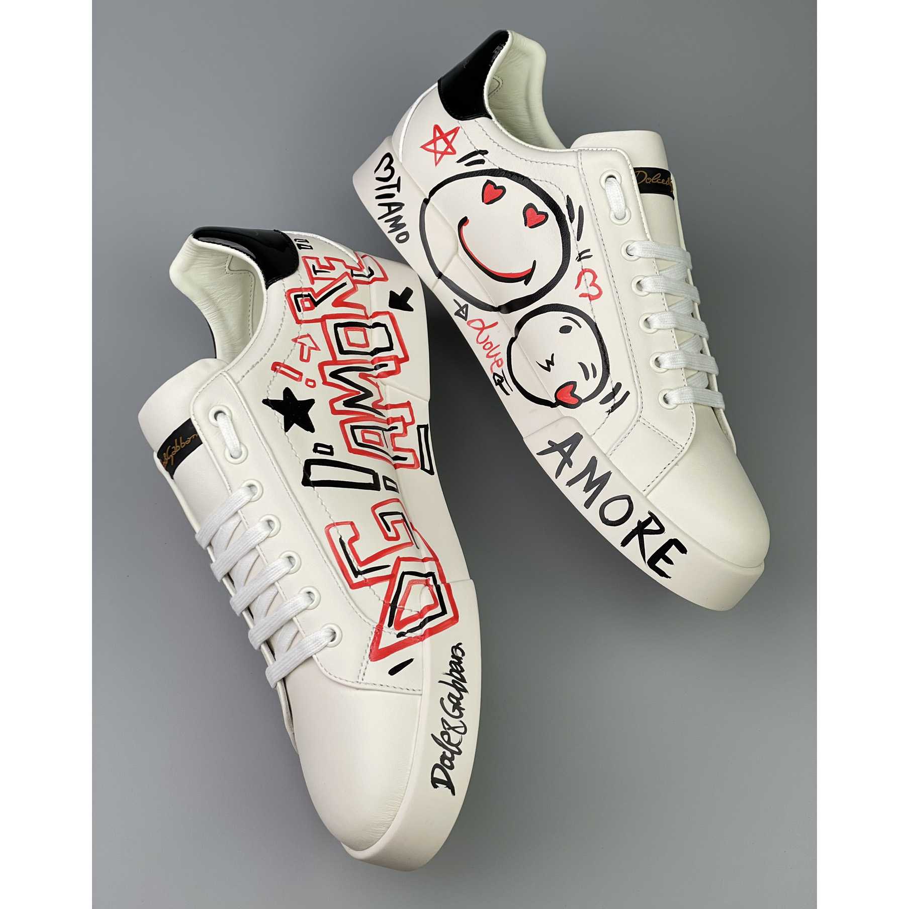 Dolce & Gabbana Portofino Cuore Sneakers - FashionPlug