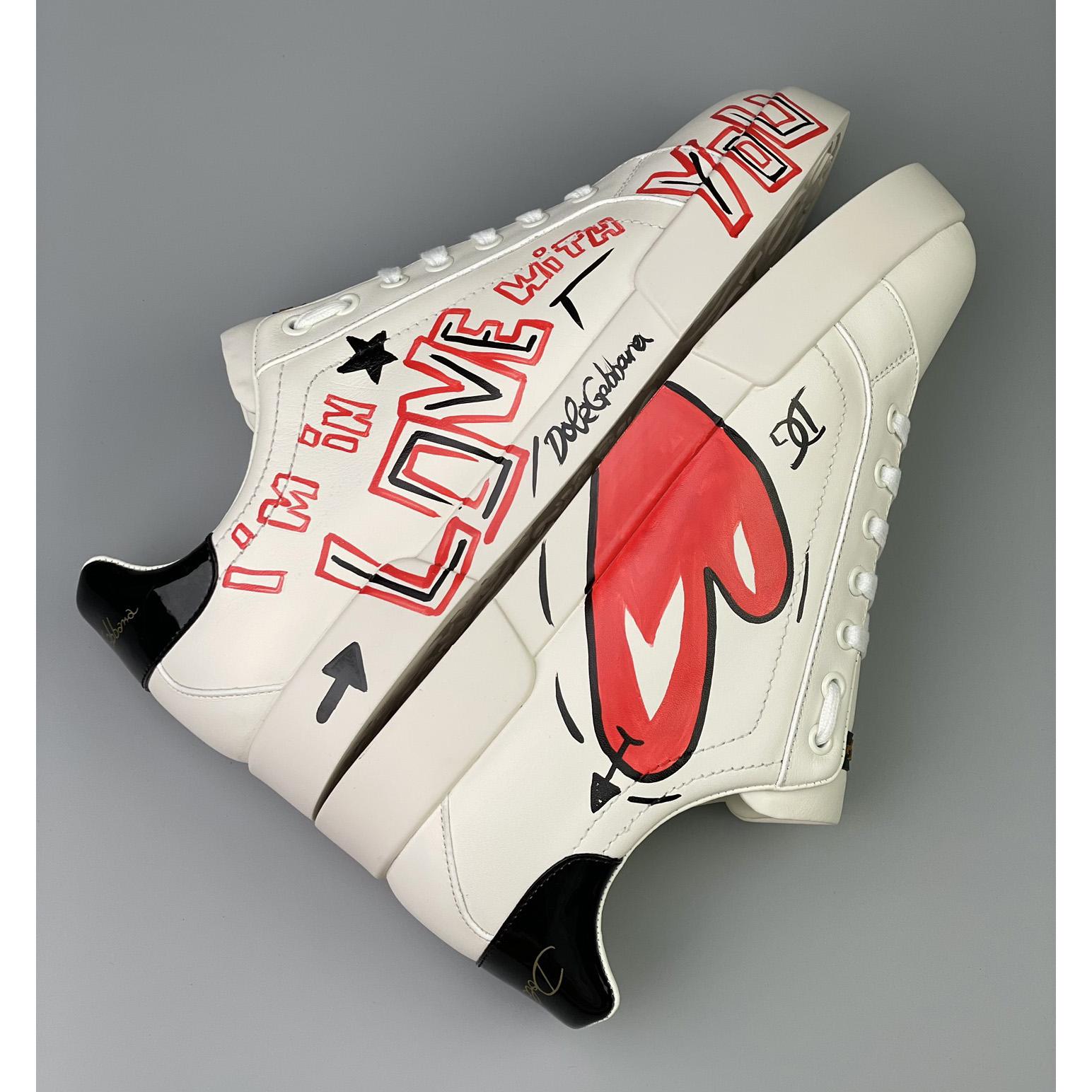 Dolce & Gabbana Portofino Cuore Sneakers - FashionPlug
