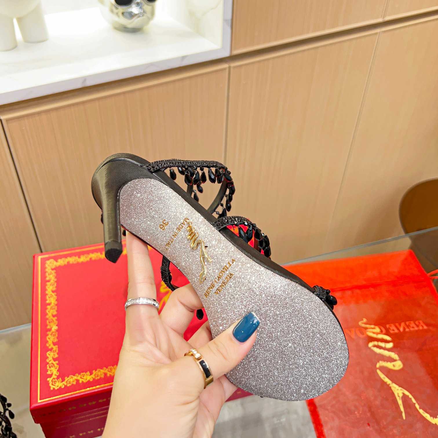 Rene Caovilla Chandelier crystal-embellished sandals - FashionPlug