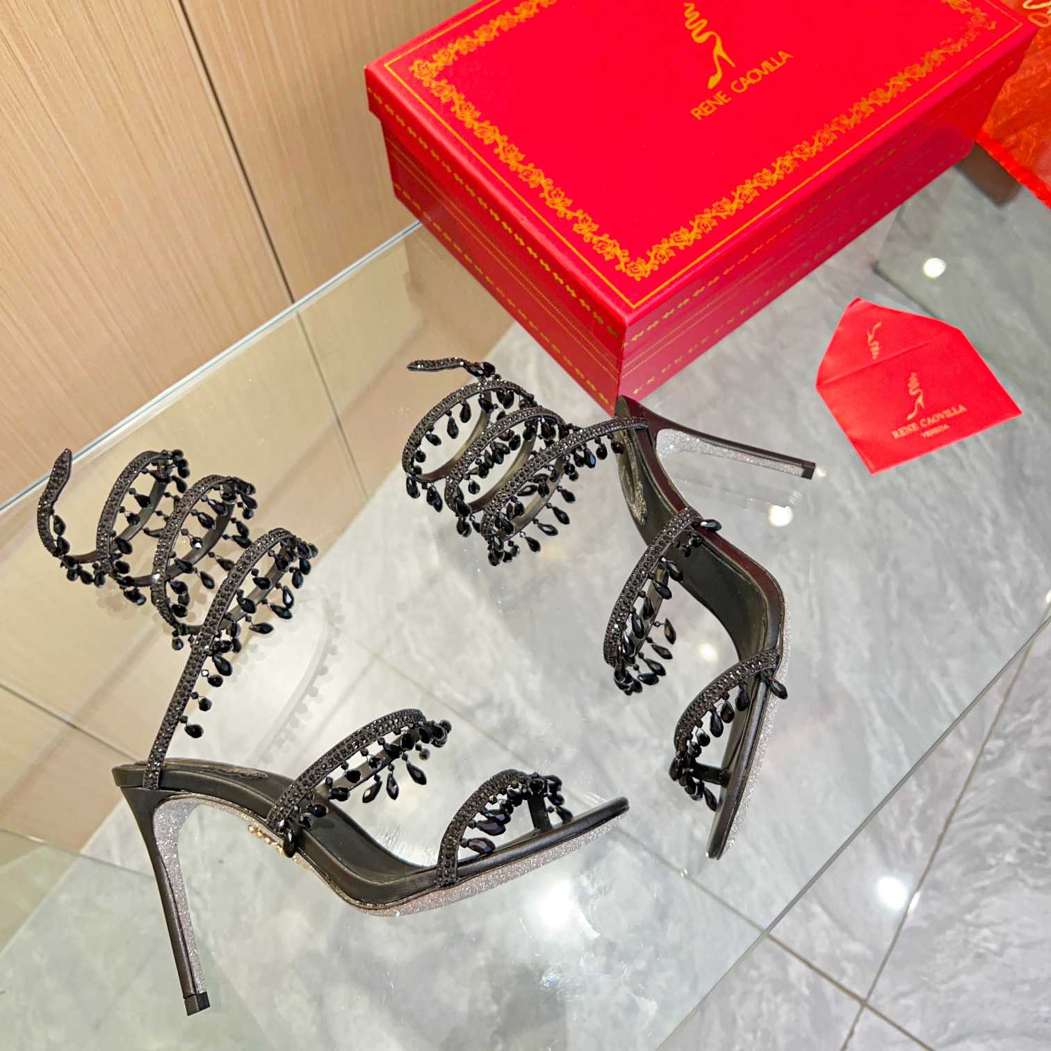 Rene Caovilla Chandelier crystal-embellished sandals - FashionPlug
