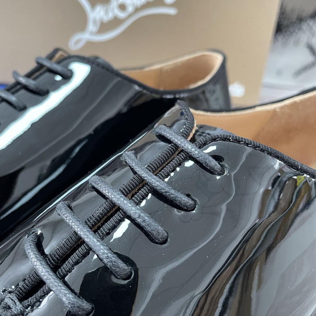 Christian Louboutin Corteo Lace-up shoes - Patent calf - Black - FashionPlug