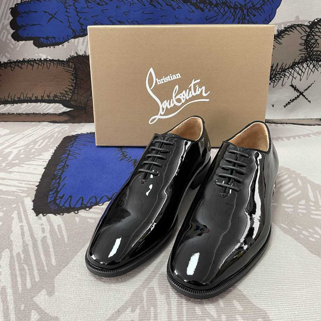 Christian Louboutin Corteo Lace-up shoes - Patent calf - Black - FashionPlug