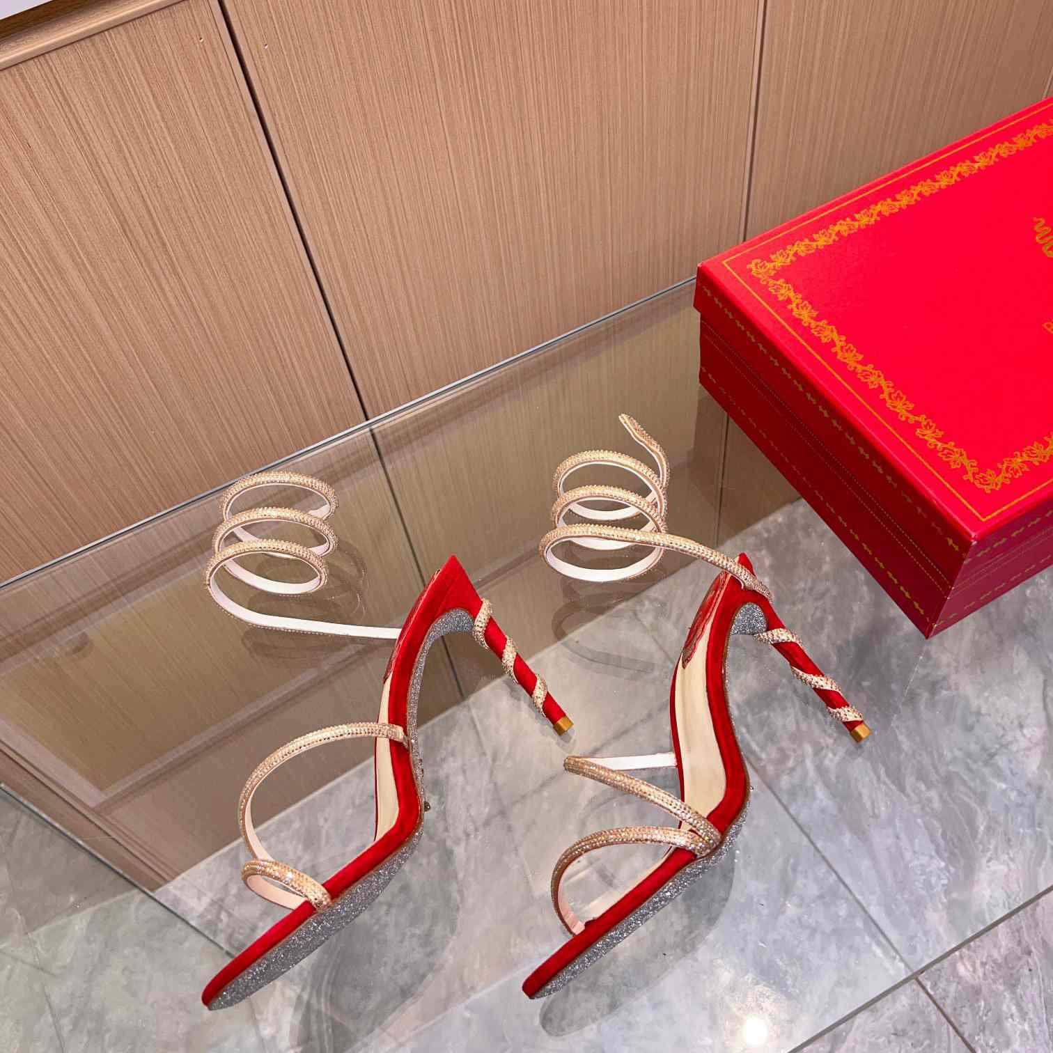 Rene Caovilla Cleo Crystal-Embellished Wrap Sandals - FashionPlug