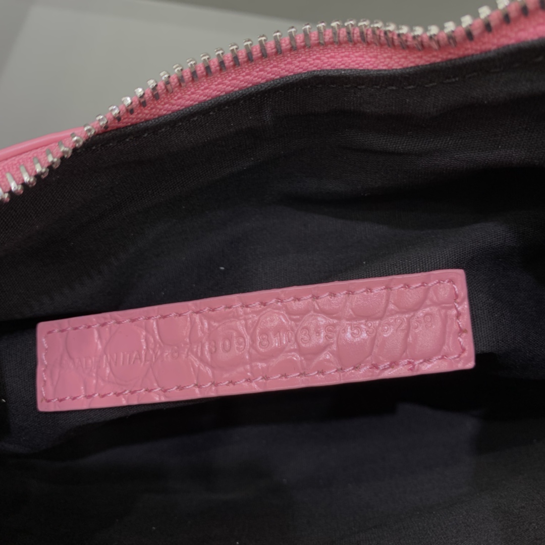 Balenciaga Le Cagole Small Shoulder Bag Crocodile Embossed In Pink - FashionPlug
