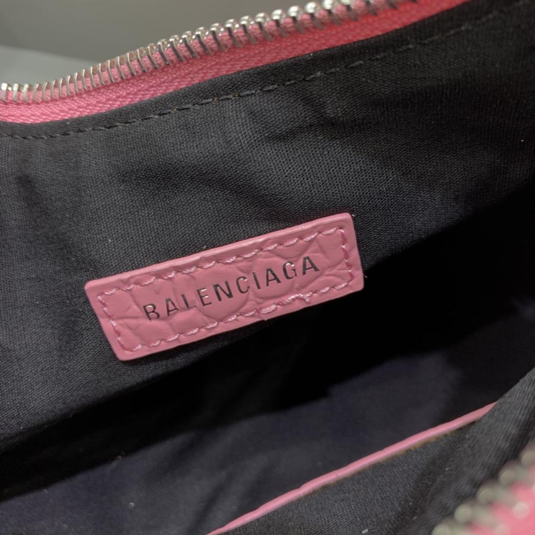 Balenciaga Le Cagole Small Shoulder Bag Crocodile Embossed In Pink - FashionPlug